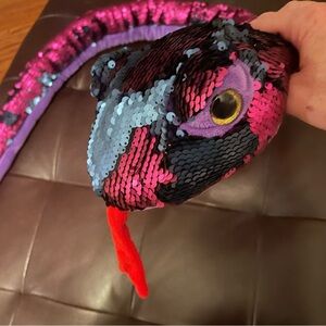 Jumbo Color-Changing Mermaid Sequin Plush Snake – 5 Feet – Purple & Blue